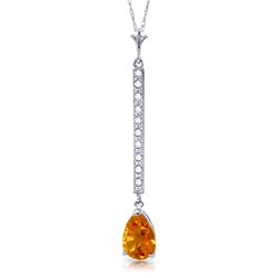 14k Solid Gold 1.75ct Citrine & Diamond Necklace