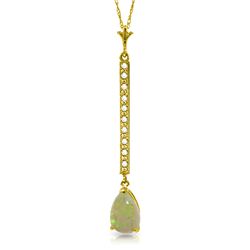 14k Solid Gold 0.77ct Opal & Diamond Necklace