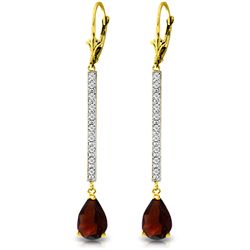 14k Solid Gold 3.50ct Garnet & Diamond Earrings