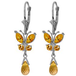 14k Solid Gold Citrine Butterfly Earrings