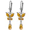 Image 1 : 14k Solid Gold Citrine Butterfly Earrings
