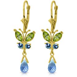 14k YG Peridot & Blue Topaz Butterfly Earrings