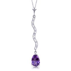 14k Solid Gold 1.75ct Amethyst & Diamonds Necklace