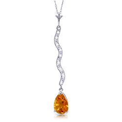 14k Solid Gold 1.75ct Citrine & Diamonds Necklace