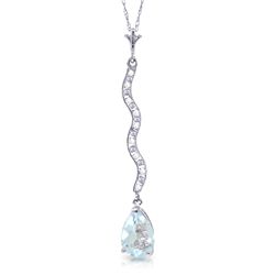 14k Solid Gold 1.75ct Aquamarine & Diamonds Necklace
