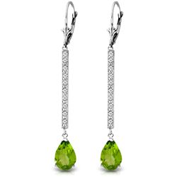 14k Solid Gold 3.50ct Peridot & Diamonds Earrings