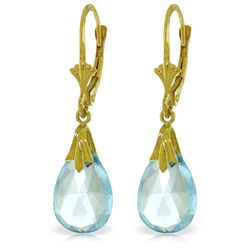 14k Solid Gold 6.0ct Blue Topaz Drop Earrings