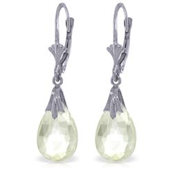 14k Solid Gold 6.0ct White Topaz Earrings