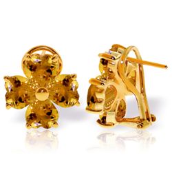 14k YG 6.50ct Citrine Clustered Heart Earrings