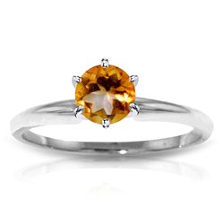 14k WHITE GOLD 0.65ct Citrine Solitaire Ring