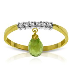 14k Solid Gold 1.35ct Peridot & Diamonds Ring