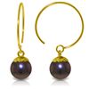 Image 1 : 14k Solid Gold Black Pearl Fish Hook Earrings