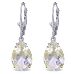 14k Solid Gold 10.0ct White Topaz Drop Earrings