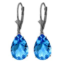 14K WG 13.00ct PEAR BLUE TOPAZ LEVERBACK EARRING