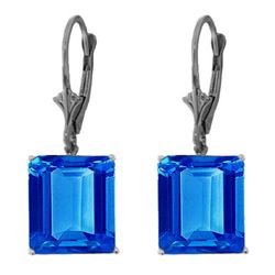 14K WG 13.00ct OCTA. BLUE TOPAZ LEVERBACK EARRING