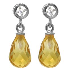 14k White Gold 2.70ct Citrine & Diamond Earrings