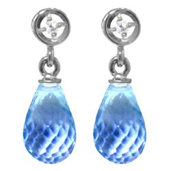 14k White Gold 2.70ct Blue Topaz & Diamond Earrings
