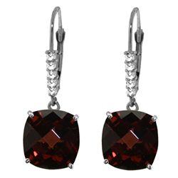 14k White Gold Diamond & 9.0ct Garnet Earrings