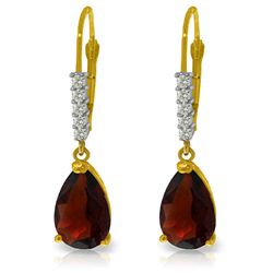14 YG 3.0ct Garnet & Diamond Leverback Earrings