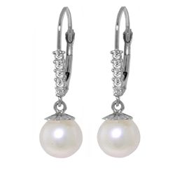 14k WG 4.00ct Freshwater Pearl with Diamond Earring