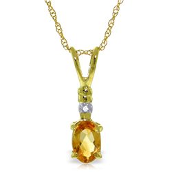 14k YG 0.45ct Oval Citrine & Diamond Necklace