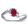 Image 1 : 14K Y. GOLD 0.01ct DIAMOND & 0.45ct OVAL RUBY RING