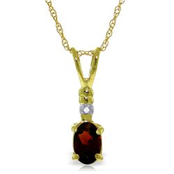 14k YG 0.45ct Oval Garnet & Diamond Necklace