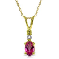 14k YG 0.45ct Oval Pink Topaz & Diamond Necklace