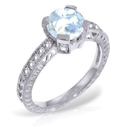 14K White Gold 1.50ct Aquamarine & Diamond Ring