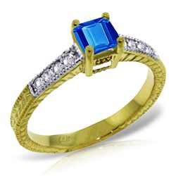 14k YG Blue Topaz & Diamond Engagement Ring