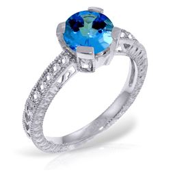 14K White Gold 1.50ct Blue Topaz & Diamond Ring