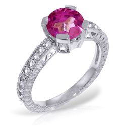 14k WG Pink Topaz & Diamond Engagement Ring