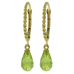 3.00ct Peridot Rope Style Leverback Earrings in 14k YG