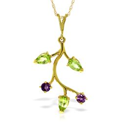 14k Solid Gold Peridot & Amethyst Necklace