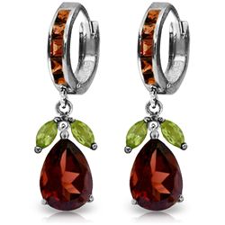 14K White Gold 12.0ct 1.3ct Garnet & 1.0ct Peridot Earring