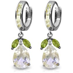14K White Gold 12.0ct 1.3ct White Topaz & Peridot Earring