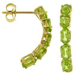 14k Yellow Gold 2.50ct Peridot Prong Set Earrings