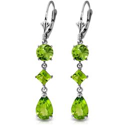 14k Solid Gold Peridot Leverback Earrings