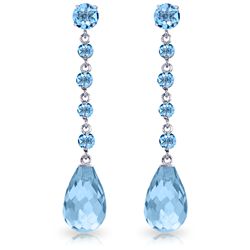 14k WG 21.00ct BRIOLETTE  Blue Topaz Chandelier Earring