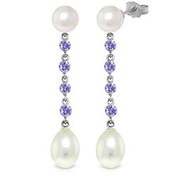 14k WG Tanzanite & 2.0ct 8.0ct Pearl Chandelier Earrings