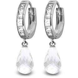 14K White Gold 4.50ct & .85ct White Topaz Hoop Earring