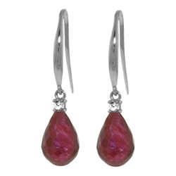 14k WG 6.60ct Ruby with Diamond Fish Hook Earrings