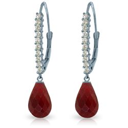 14k WG 6.60ct Ruby & Diamond Leverback Earrings