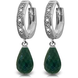 14K White Gold 6.6ct Emerald & Diamond Hoop Earring