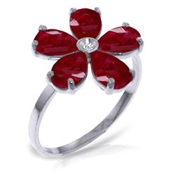 14K White Gold 2.2ct Ruby & Diamond Flower Ring