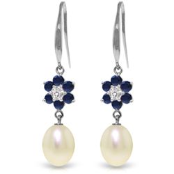 14k WG Sapphire, Pearl & Diamond Earrings