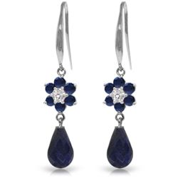 14k WG Sapphires & Diamond Fish Hook Earrings
