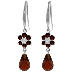14k Flower with Garnet and Diamond Earrings