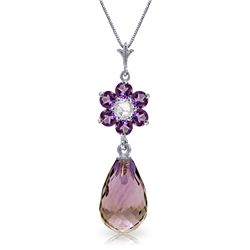 14K WG 2.25ct AMETHYSTS & .03ct DIAMOND NECKLACE