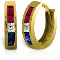 14k Solid Gold Multi Gemstone Earrings